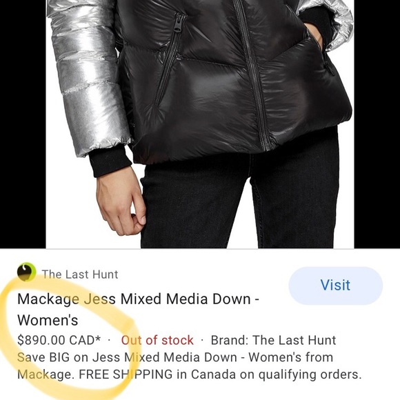 MACKAGE Luxe Metallic Down ‘JESS’ Puffer - Picture 3 of 16